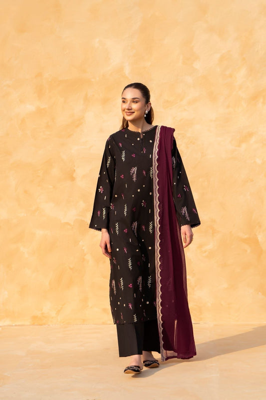 Bloom Three Piece (Embroidered Chiffon Dupatta)