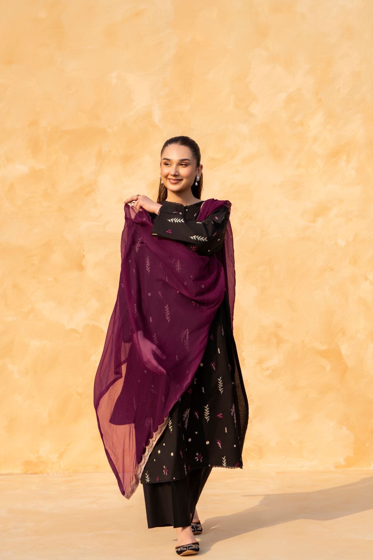 Bloom Three Piece (Embroidered Chiffon Dupatta)