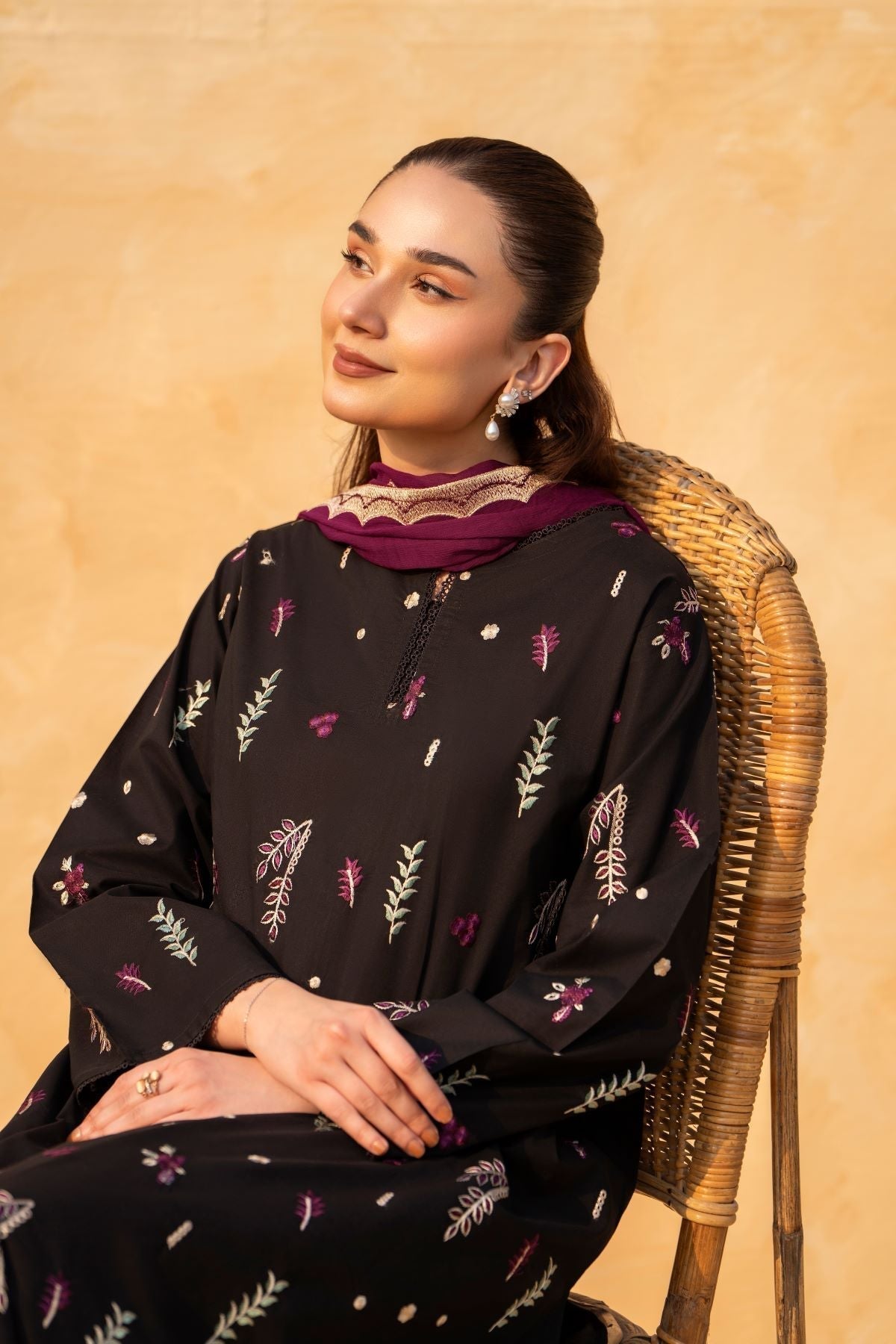 Bloom Three Piece (Embroidered Chiffon Dupatta)