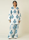 Minsa 3 pcs - Printed Lawn Farshi Shalwar (Simple Chiffon Dupatta)