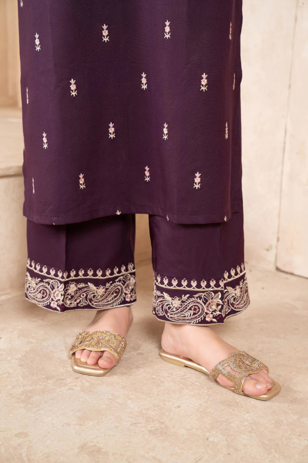 Purple Iris Embroidered 2-Piece