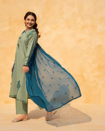 Anmol Stitched 3-Piece Suits (Simple chiffon Dupata)