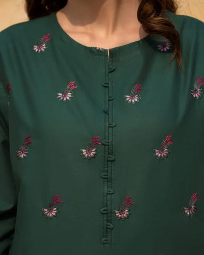 Green Zinnias Stitched 3-Piece Suits
