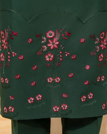 Green Zinnias Stitched 3-Piece Suits